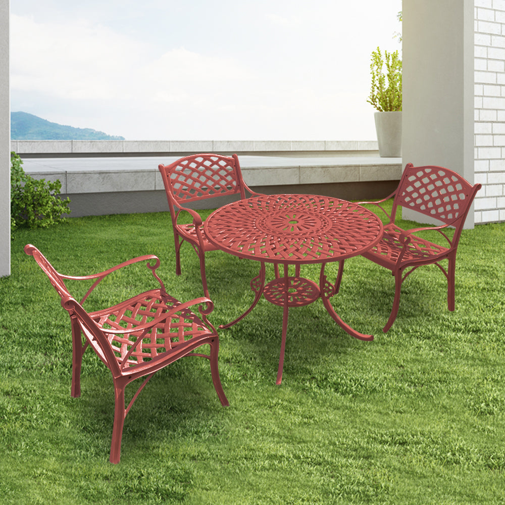 Marino Cast Aluminium Garden Patio Seating 3 Chair and 1 Table Set