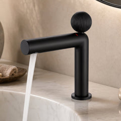 Plantex Brass Wash Basin Mixer Tap/Thermostatic Hot & Cold Basin Mixer Faucet/Deck Mount Pillar Spout for Bathroom Sink - Pack of 1 (APS-4601, Black Matt)-1