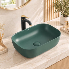 Plantex Rectangular Ceramic Basin for Bathroom/Washbasin/Designer Tabletop Wash Basin (Olive Green) (18 x 13 x 5 Inch)-1