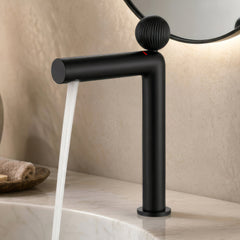 Plantex Brass Wash Basin Mixer Tap/Thermostatic Hot & Cold Basin Mixer Faucet/Deck Mount Pillar Spout for Bathroom Sink - Pack of 1 (APS-4602, Black Matt)-1