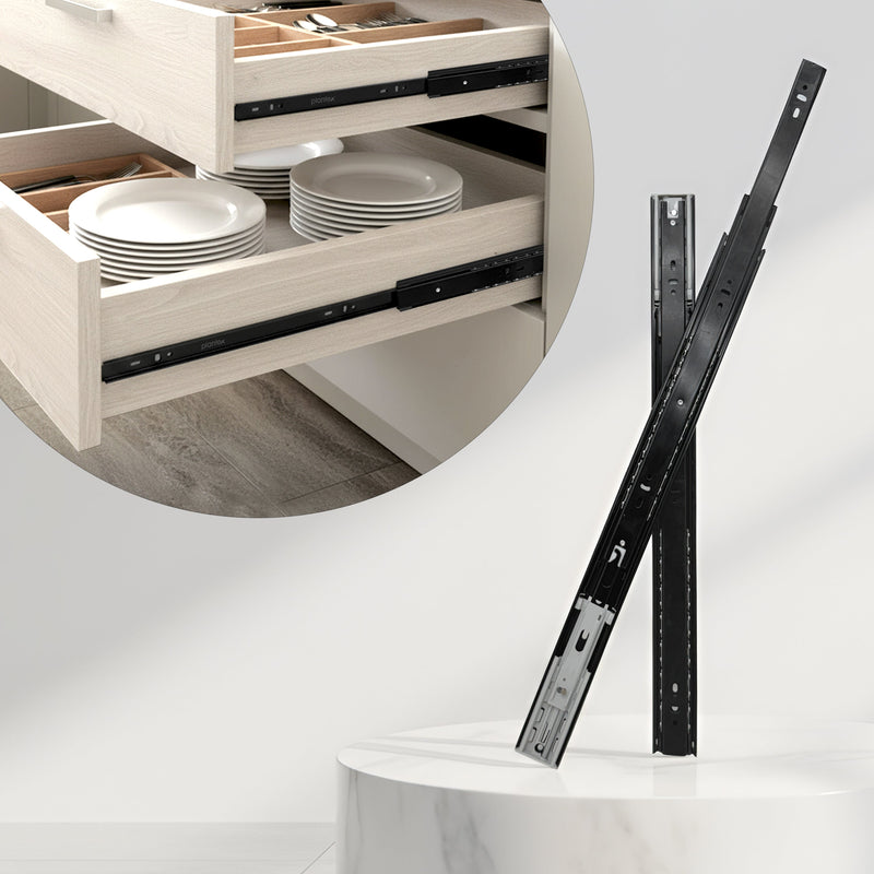 Plantex 22 Inch Soft Close Drawer Channel/Regular Close Ball Bearing Slider Drawer Channel for Home, Kitchen & Wardrobe/Telescopic Channel for Drawer - Pair of 1 (Black)-5