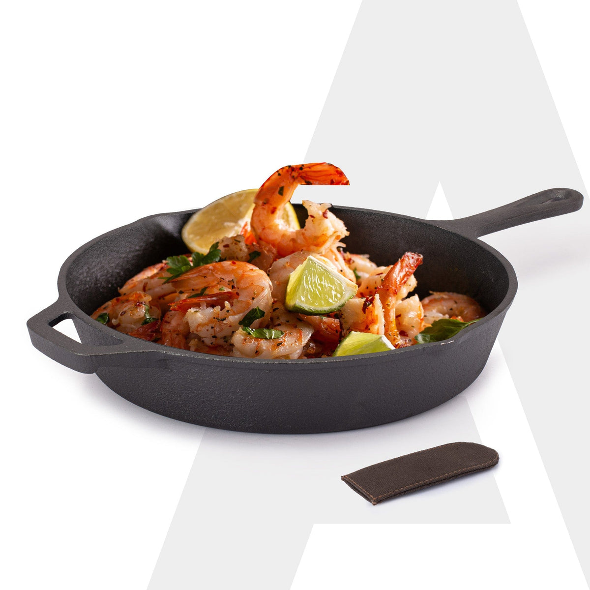 AGARO Royal Pre Seasoned Cast Iron Deep Round Fry Pan, 26cm Diameter, 1.8L, No Chemical Coating, Rigid Handles, Fast Hea