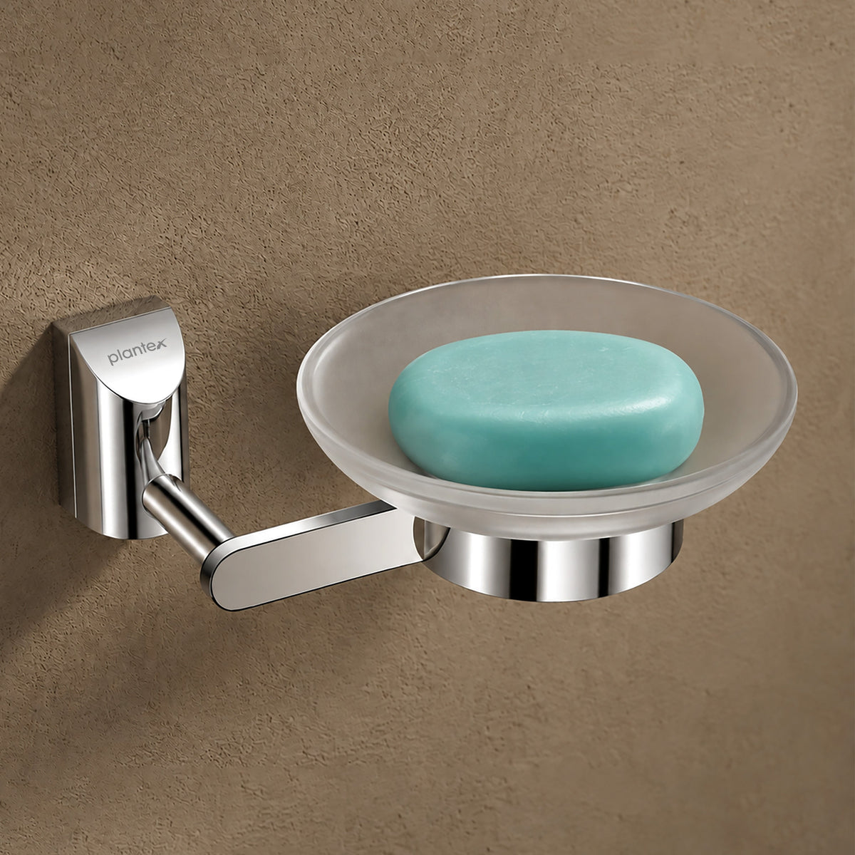 Plantex Smero Pure Brass and Glass Soap Holder for Bathroom & Kitchen/Soap Stand/Case/Dish/Bathroom Accessories - Superb (Chrome)
