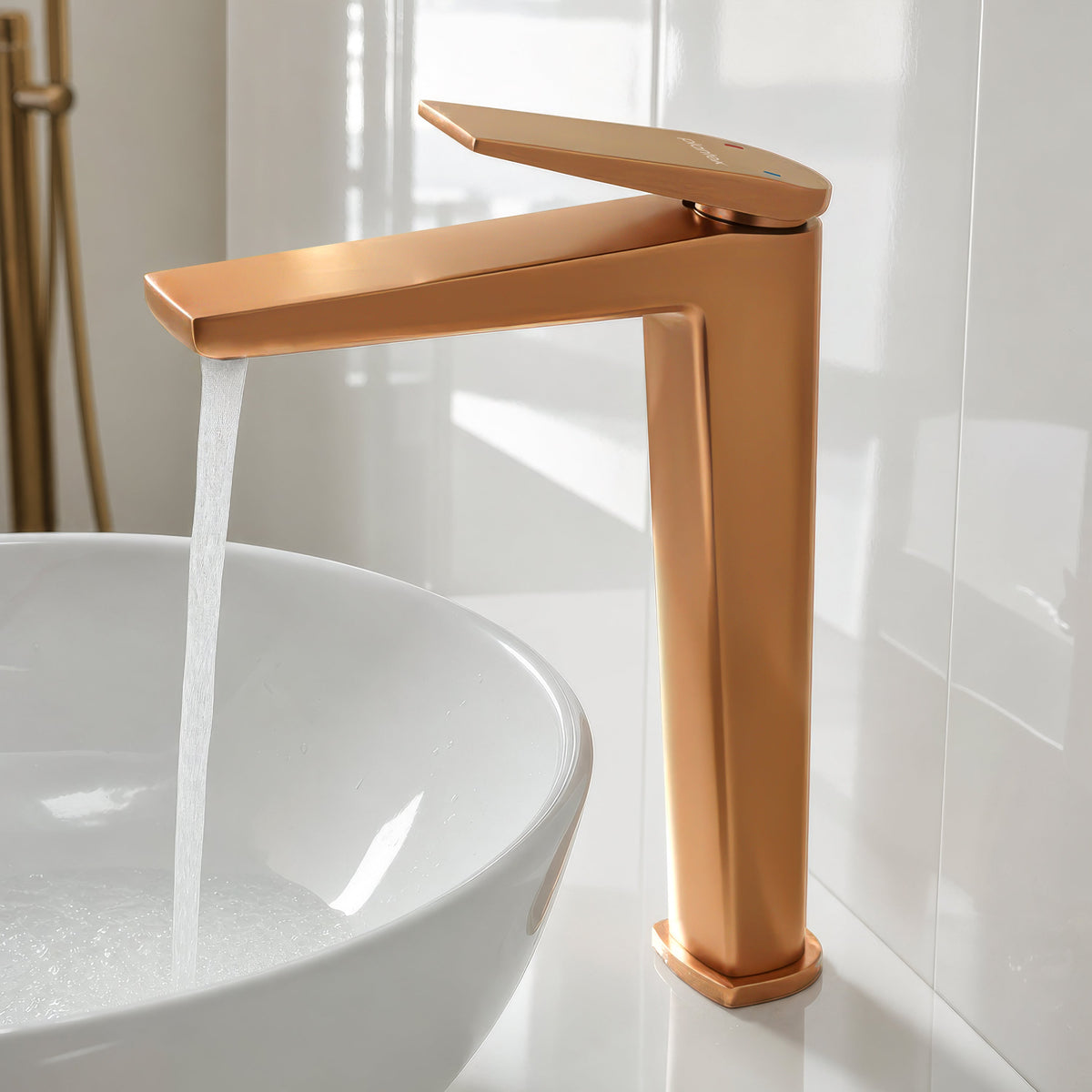 Plantex Brass Wash Basin Mixer Tap/Hot & Cold Basin Mixer Faucet/Deck Mount Pillar Spout for Bathroom Sink - Pack of 1 (APS-4604, Brushed Rose Gold)-1