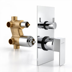 Plantex 4 Way Thermostatic Shower Jet Diverter with Single Lever High Flow Mixer/Pure Brass Concealed Body & Exposed Parts Kit/Outlet Bathroom Valve - Chrome (Kubix Premium-2586)-1