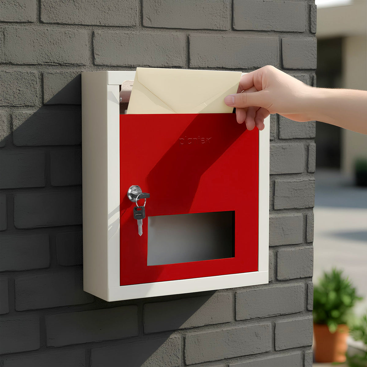 Plantex All in 1 Multipurpose Letter Box/Suggestion Box/Complaint Box/Donation Box with Lock Table Top or Wall Mount (Red & Ivory)-3