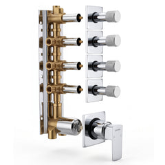 Plantex 4 Way Thermostatic Shower Diverter/Pure Brass Concealed & Exposed 4-Outlet Mixer Valve Body/Multi-Function Bathroom Diverter with Button Control - (Kubix Primium-2588)-1