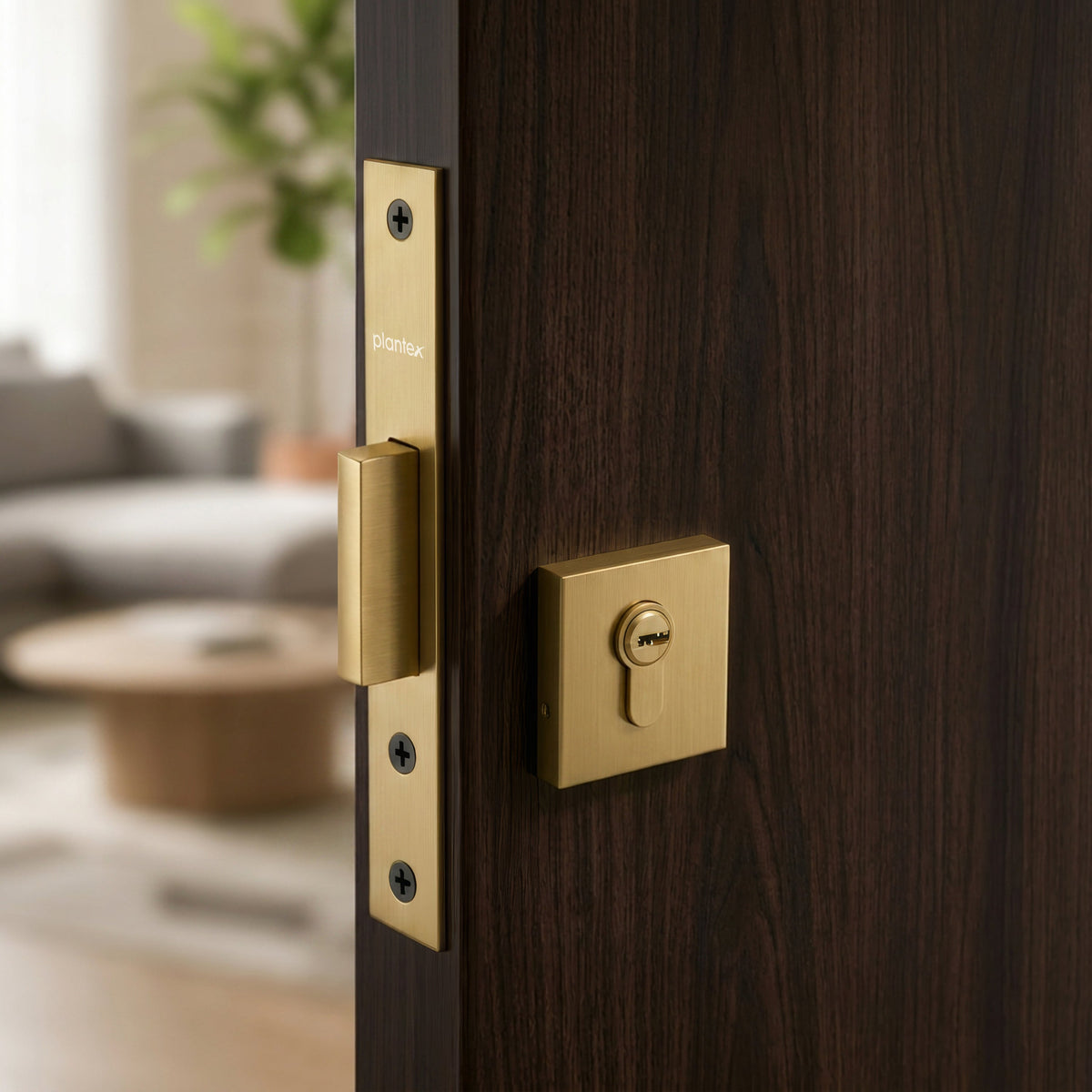 Plantex Dead Lock for Main Door/Lock with Brass 70mm Cylinder with Lock Body and 3 Computerized Keys - Pack of 1 (Brass Antique)-1