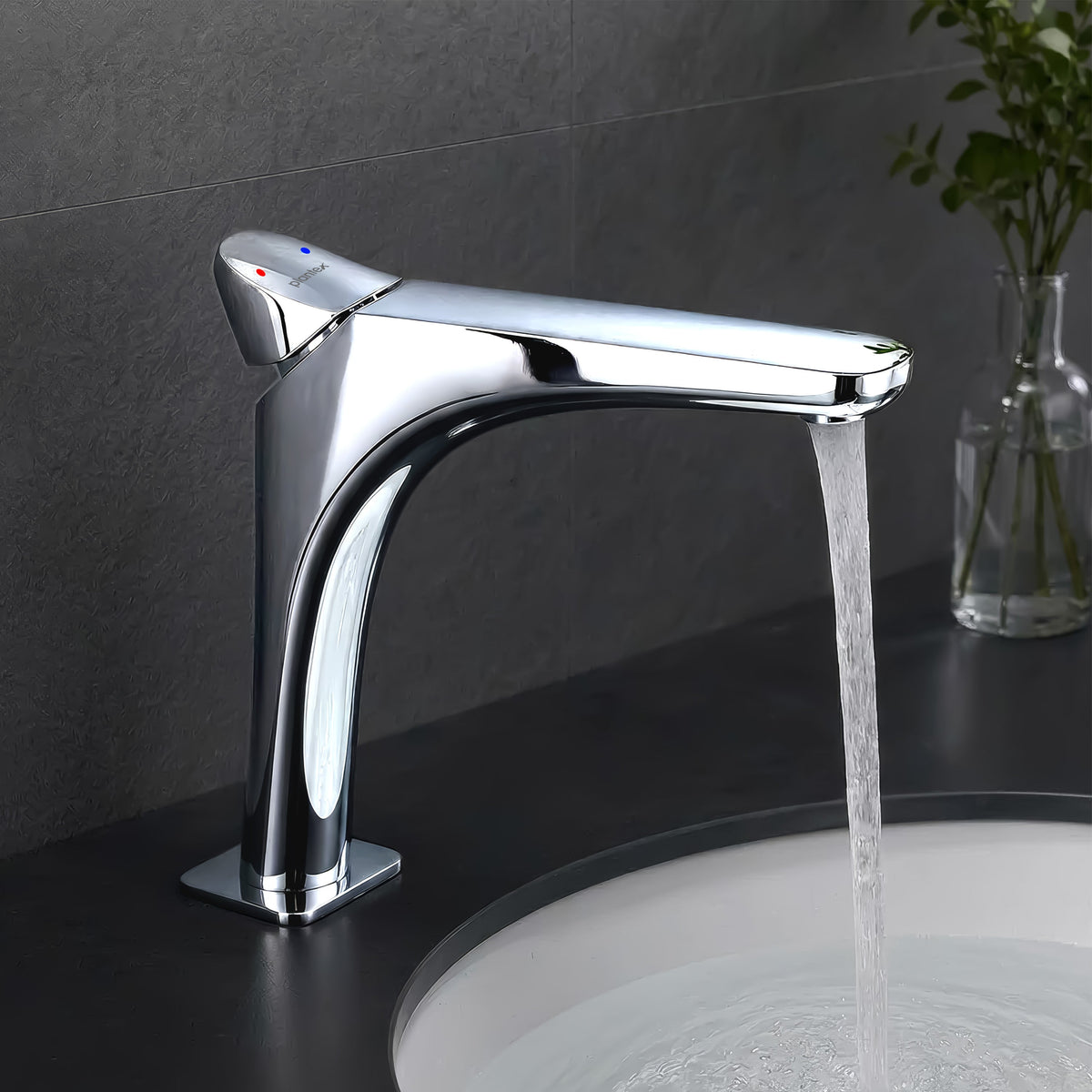 Plantex Brass Wash Basin Mixer Tap/Hot & Cold Basin Mixer Faucet/Deck Mount Pillar Spout for Bathroom Sink - Pack of 1 (APS-4603, Chrome)-1
