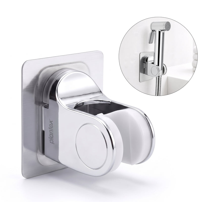 Plantex ABS Hand Shower Holder For Bathroom/Strong Self Adhesive Adjustable Handheld Shower/No Drilling Wall Mount Bracket - (Chrome) (Model APS-908)-1