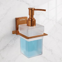 Plantex 304 Grade Stainless Steel Liquid Soap Dispenser for Bathroom/Frosted Glass Hand wash Dispenser/Bathroom Accessories - Pack of 1 (Crystal, PVD Rose Gold)-1
