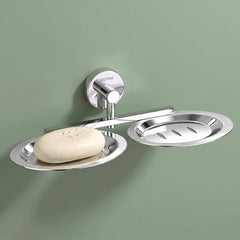 Plantex Stainless Steel Double Soap Holder for Bathroom/Soap Stand/Dual Soap Dish/Soap Storage/Bathroom Accessories - (Chrome)-1