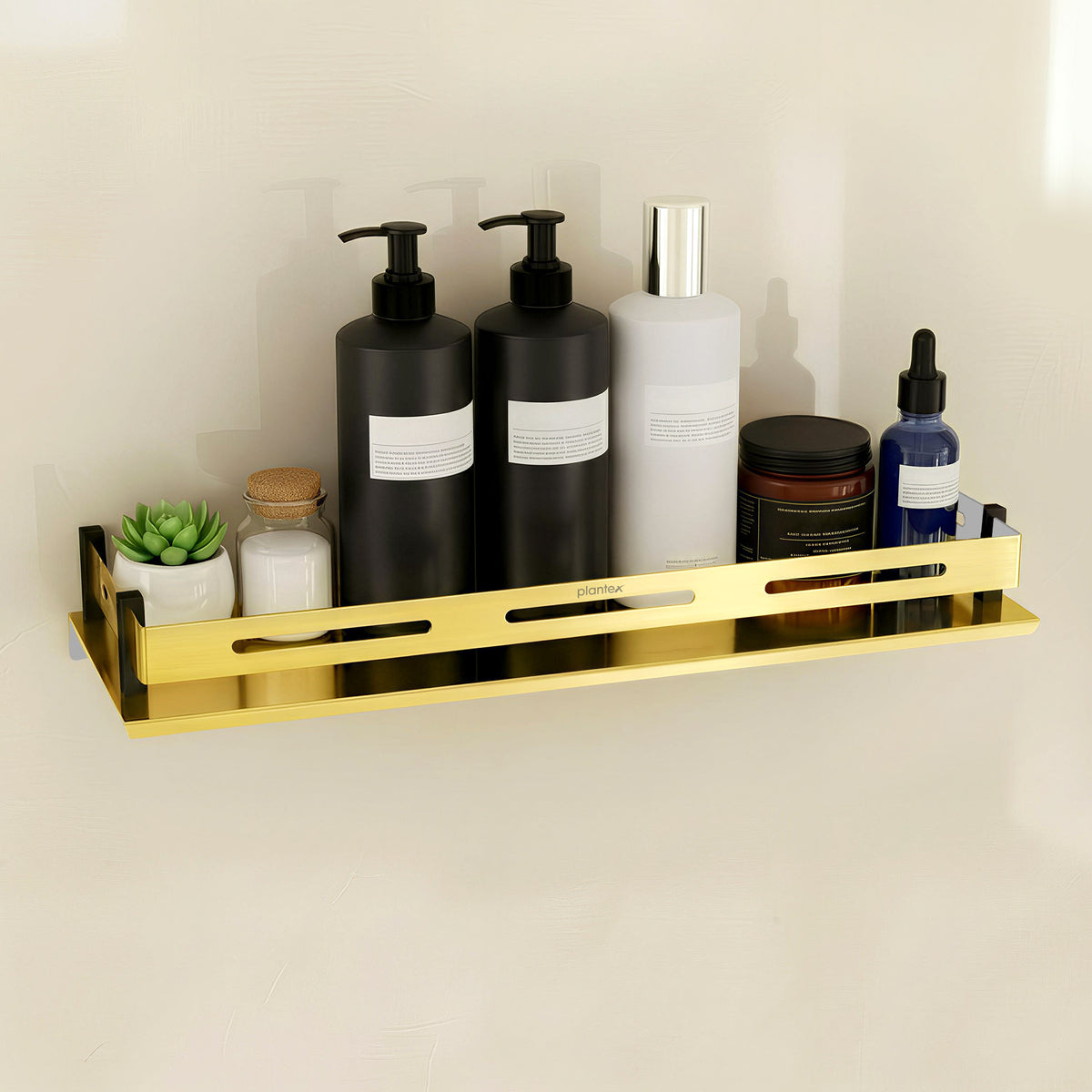Plantex Stainless Steel Shelf for Bathroom/Multipurose Shelf for Bathroom/Wall Shelf Rack- (15 x 5 Inch, PVD Gold)-1