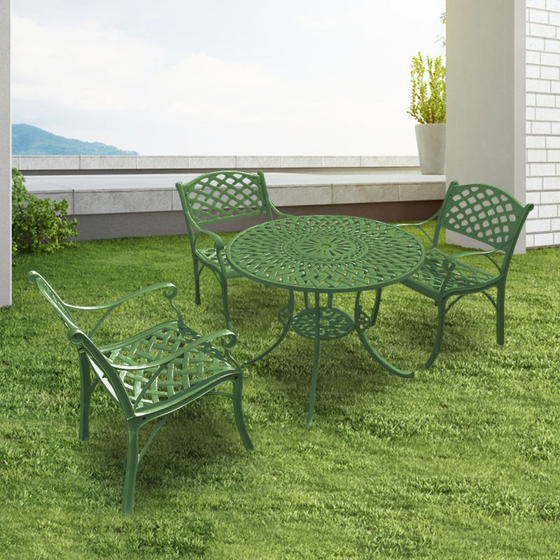 Marino Cast Aluminium Garden Patio Seating 3 Chair and 1 Table Set