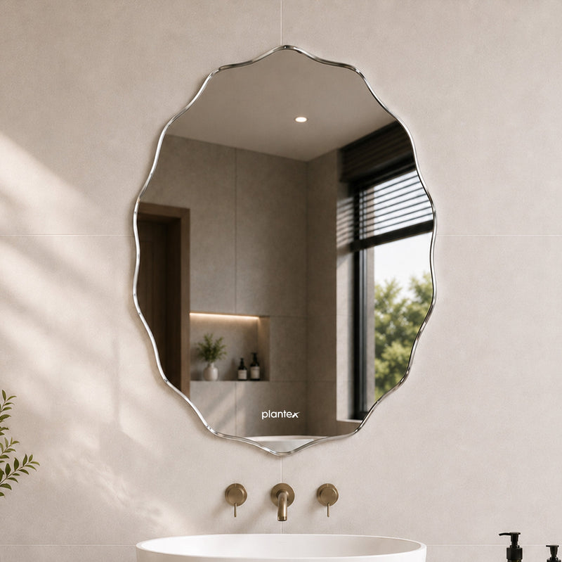 Plantex Glass Frameless Oval Mirror for Wall/Mirror with Beveled Smooth Edges/Mirror for Bathroom/Dressing Room/Living Room/Bedroom/Entryway - (18 X 24 Inch), Clear-1