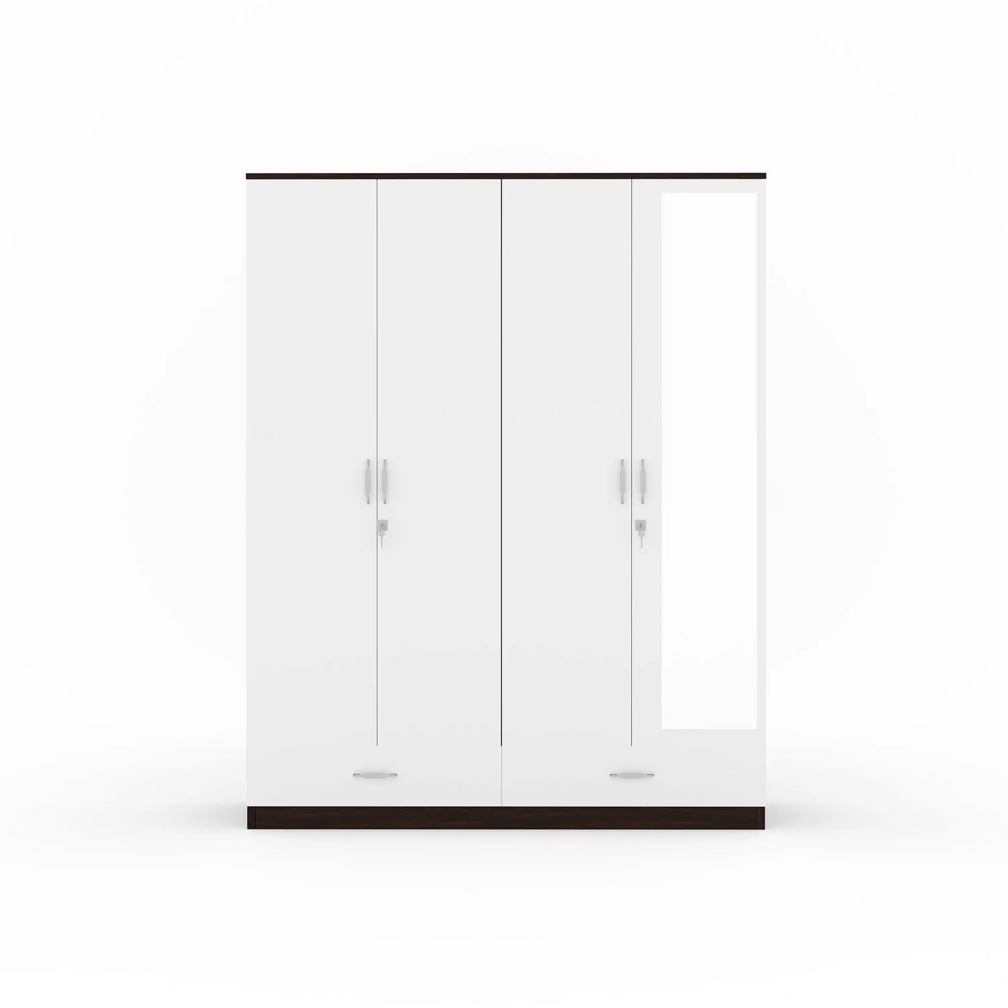 Nilkamal Mozart 4 Door Mirror Wardrobe (Walnut / White)