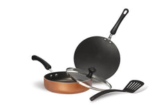 Meyer Non-Stick 4pcs Cookware Set (Sautepan + Curved Roti/Chappati Tawa + Nylon Turner)