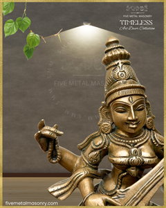 Nrtta (Dancing) Saraswati Panchaloha Bronze Icon - 13" - Timeless Collection