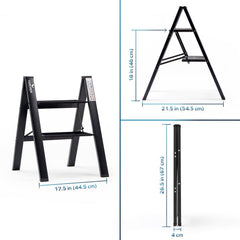Corvids 2-Steps Premium Folding Step Stool with 2 Year Warranty (Black)-2