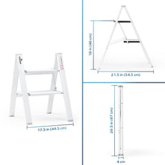 Corvids 2-Steps Premium Folding Step Stool with 2-Year Warranty ( White )-2