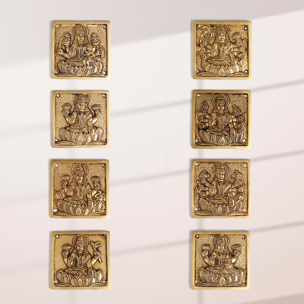 Brass Ashtalakshmi Hanging Plates Set (4 Inch)
