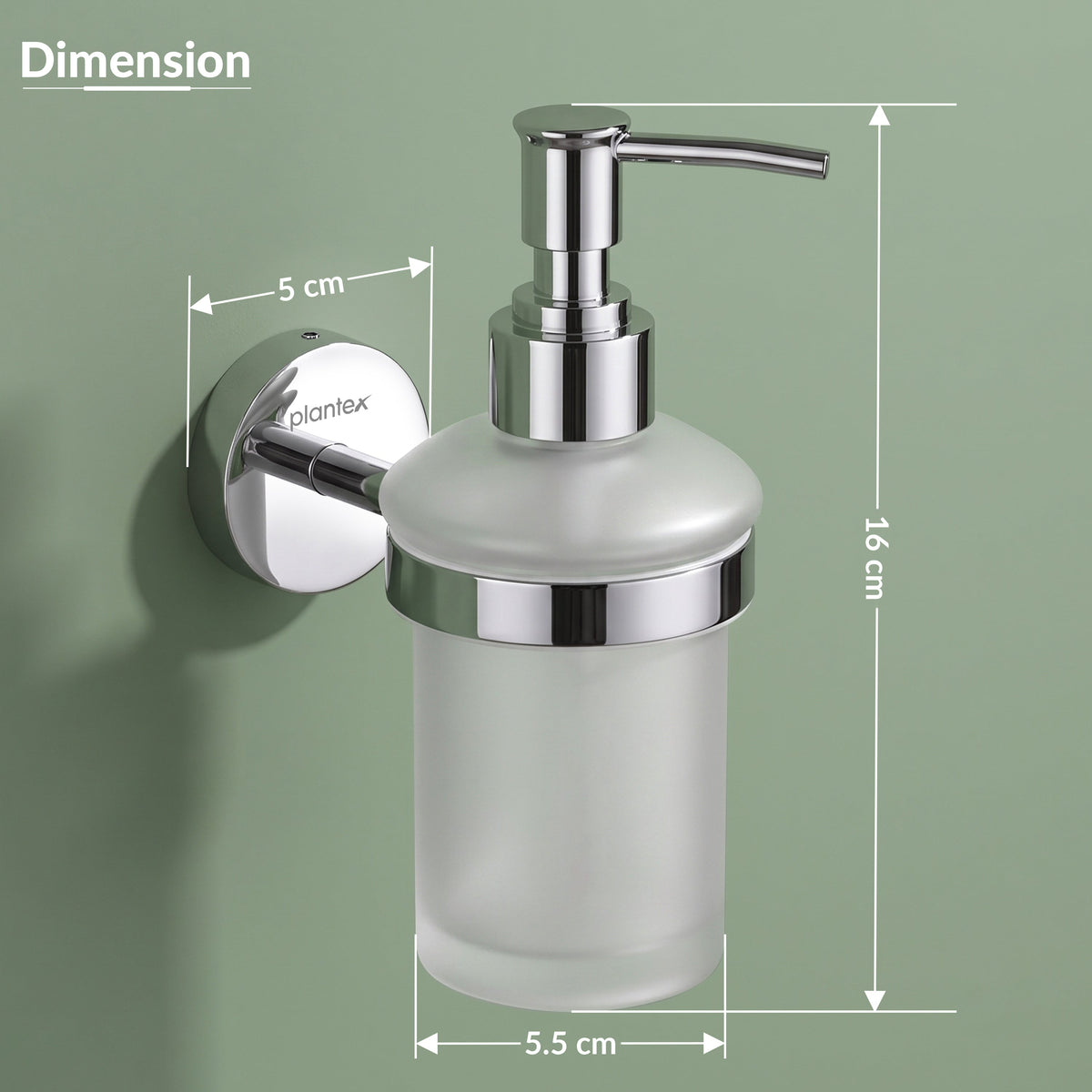 Plantex Brezza Stainless Steel Glass Liquid Soap Dispenser/Shampoo Dispenser/Handwash Dispenser/Bathroom Accessories - Chrome-2