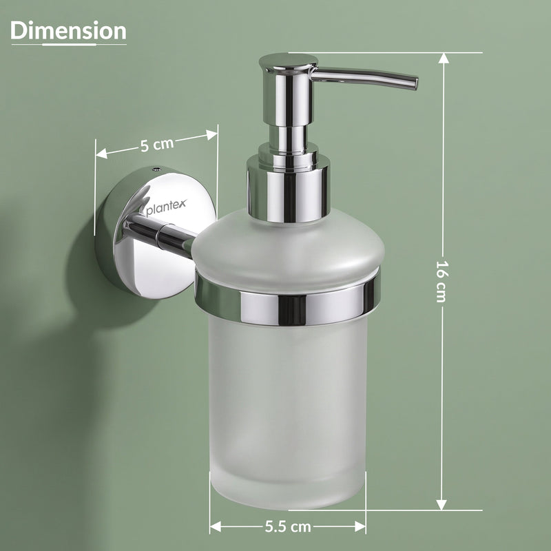Plantex Brezza Stainless Steel Glass Liquid Soap Dispenser/Shampoo Dispenser/Handwash Dispenser/Bathroom Accessories - Chrome-2