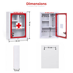 Plantex First Aid Box/Medicine Storage Box/Emergency First Aid Kit Box/Medical Box for Home, School & Office/Medicine Organizer with Multi Compartment - (Red & White) Big Size Wall Mount GI Steel-2