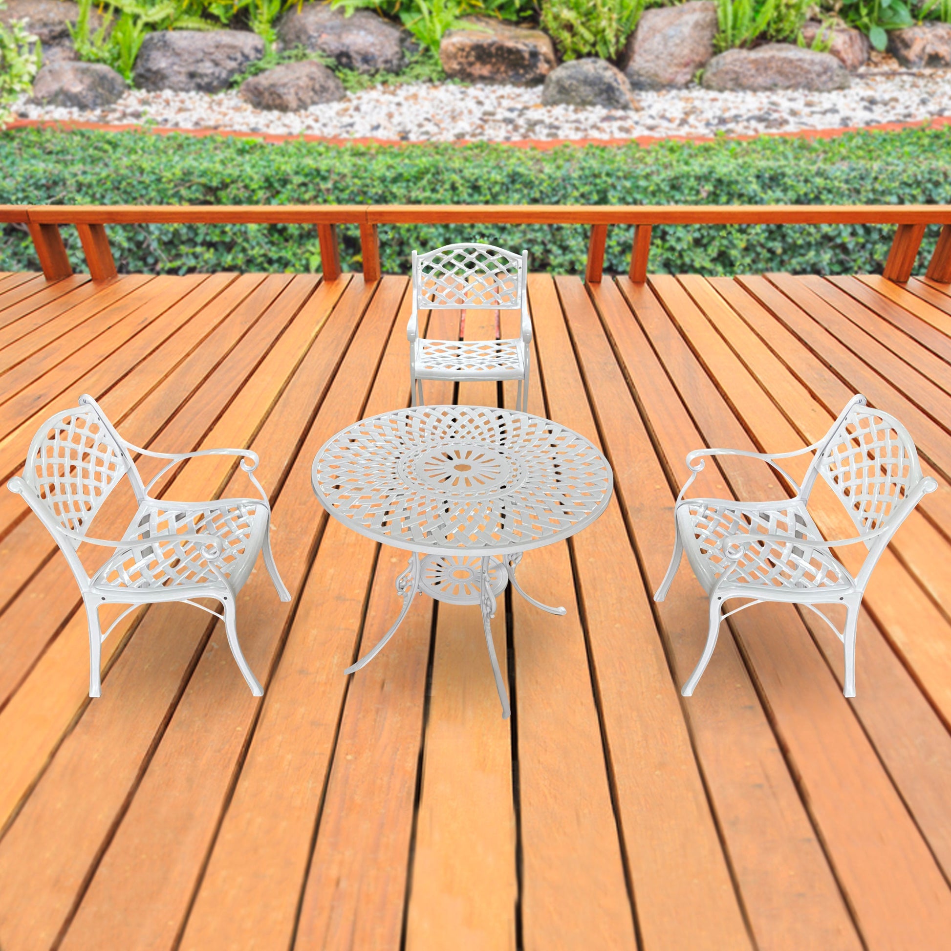 Marino Cast Aluminium Garden Patio Seating 3 Chair and 1 Table Set