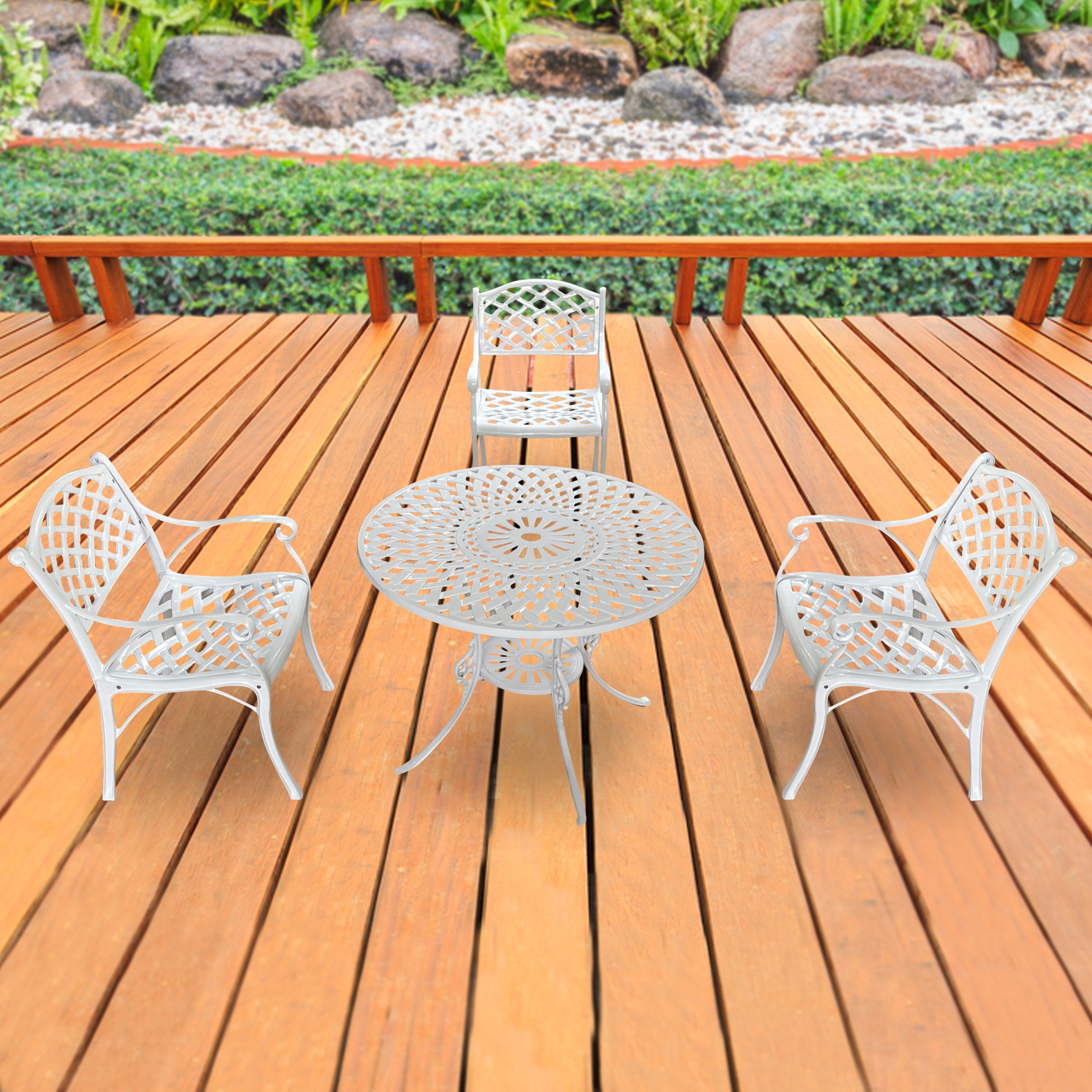 Marino Cast Aluminium Garden Patio Seating 3 Chair and 1 Table Set