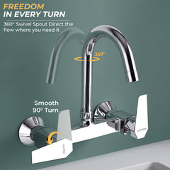 Plantex Mixer Tap for Kitchen with Wall Flange and Teflon Tape/Kitchen Sink Taps/Sink Mixer Tap Hot and Cold with 360‚° Swivel Spout (Celesiya-1248)-3