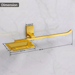 Plantex 304 Grade Stainless Steel Soap Dish with Napkin Ring/Soap Stand/Soap Holder/Napkin Holder/Towel Hanger for Bathroom/Bathroom Accessories - Pack of 1 (Crystal, PVD Gold)-2