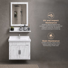 Plantex Glass, Ceramic, HPP Unbrekable Bathroom Vanity Cabinet & Washbasin Set/Basin Cabinet for Bathroom with Mirror (White)-5
