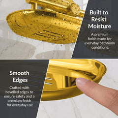 Plantex J4 Stainless Steel Double Soap Holder for Bathroom/Wall Mounted Soap Holder/Bathroom Accessories (PVD Gold Finish) Onix-5