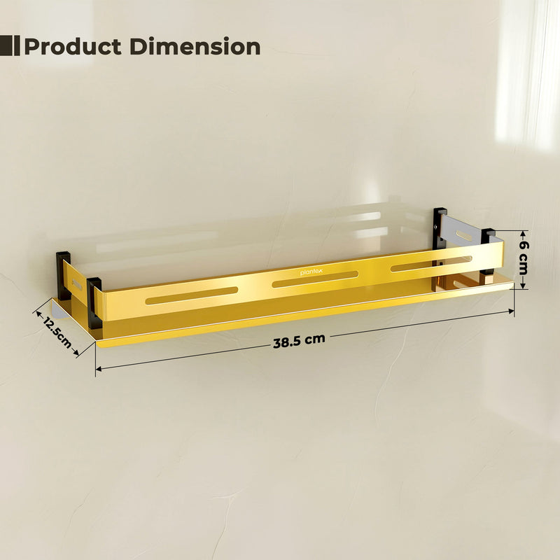 Plantex Stainless Steel Shelf for Bathroom/Multipurose Shelf for Bathroom/Wall Shelf Rack- (15 x 5 Inch, PVD Gold)-2