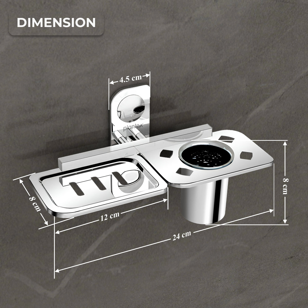 Plantex Dream Stainless Steel 2 in1 Soap Dish with Tumbler Holder/Soap Holder/Bathroom Accessories - Chrome