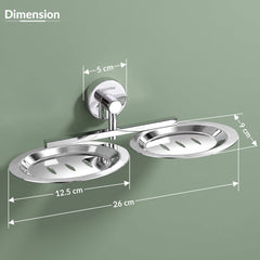 Plantex Stainless Steel Double Soap Holder for Bathroom/Soap Stand/Dual Soap Dish/Soap Storage/Bathroom Accessories - (Chrome)-2