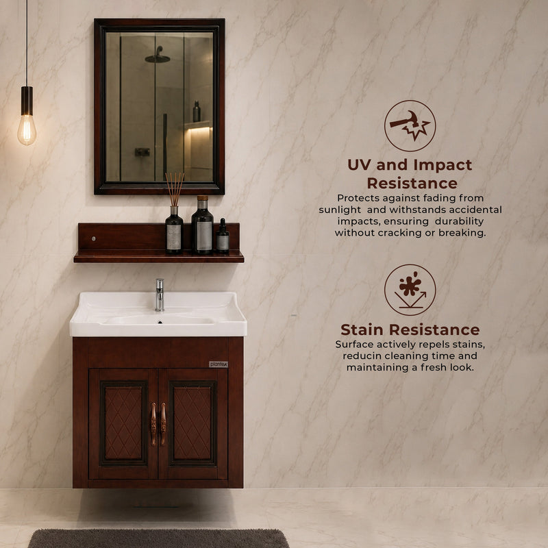 Plantex Unbrekable Bathroom Vanity Cabinet & Washbasin Set/Washbasin with Cabinet/Vanity Basin for Bathroom with Mirror (Brown)-5