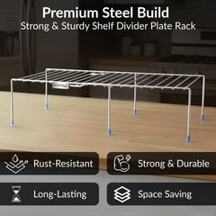 Plantex Stainless Steel Multipurpose Expandable Dish Rack/Expandable Storage Shelves for Kitchen Cabinets/Plate Stand/Utensil Rack(Chrome-Silver)-5