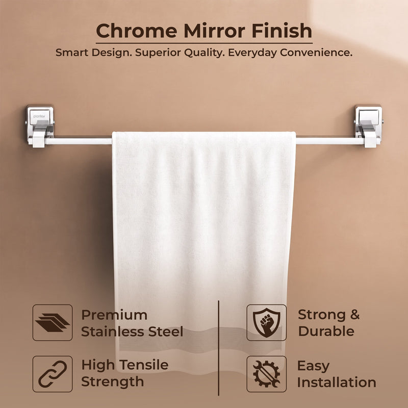 Plantex 304 Grade Stainless Steel 24 inch Towel Hanger/Holder for Bathroom/Single Towel Rod/Towel Bar/Towel Stand/Bathroom Accessories Pack of 1, Darcy (Chrome)-5