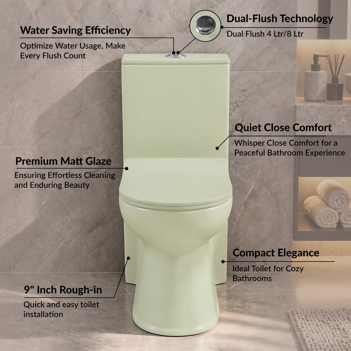 Plantex Platinum Ceramic Rimless One Piece Western Toilet/Washdown Commode for Toilet/Commode With Soft Close Toilet Seat - S Trap Outlet (Thunder)-3