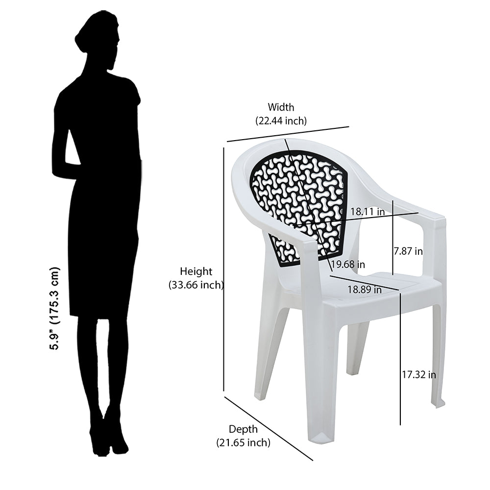 Nilkamal Paradise Plastic Arm Chair (Milky White & Black)