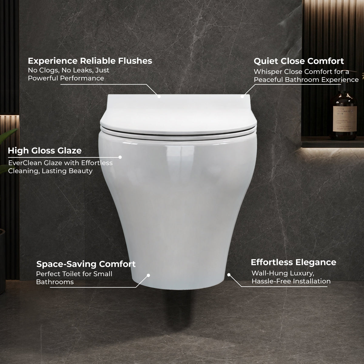Plantex Ceramic Commode for Toilet/Rim Washdown Western Commode/P Trap Wall Hung Toilet for Bathroom with Soft Close Seat Cover - (White)-4