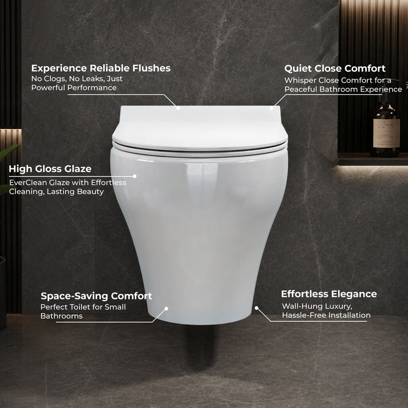 Plantex Ceramic Commode for Toilet/Rim Washdown Western Commode/P Trap Wall Hung Toilet for Bathroom with Soft Close Seat Cover - (White)-4