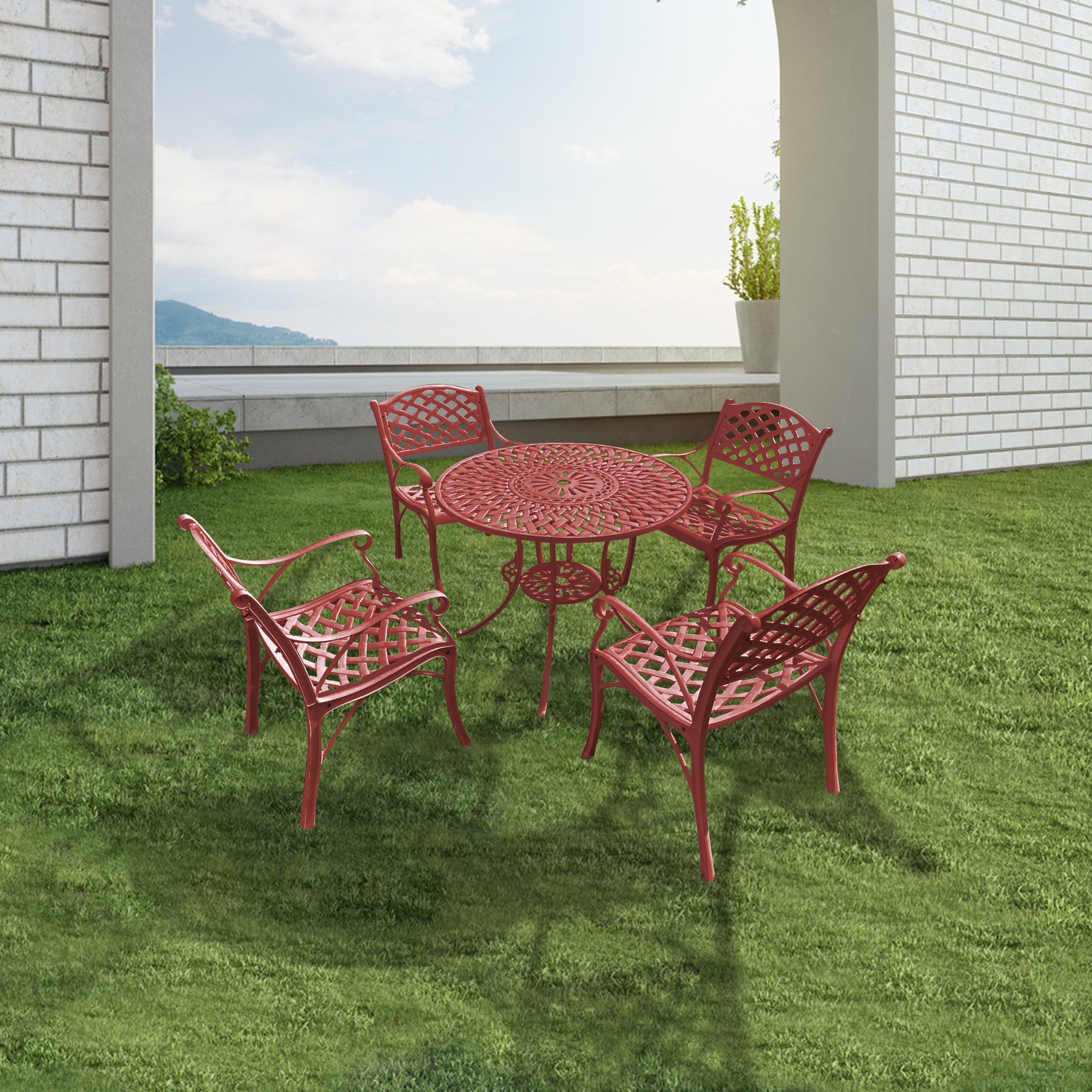 Lucio Cast Aluminium Garden Patio Seating 4 Chair and 1 Table Set