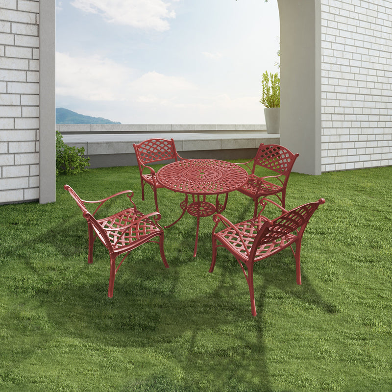 Lucio Cast Aluminium Garden Patio Seating 4 Chair and 1 Table Set