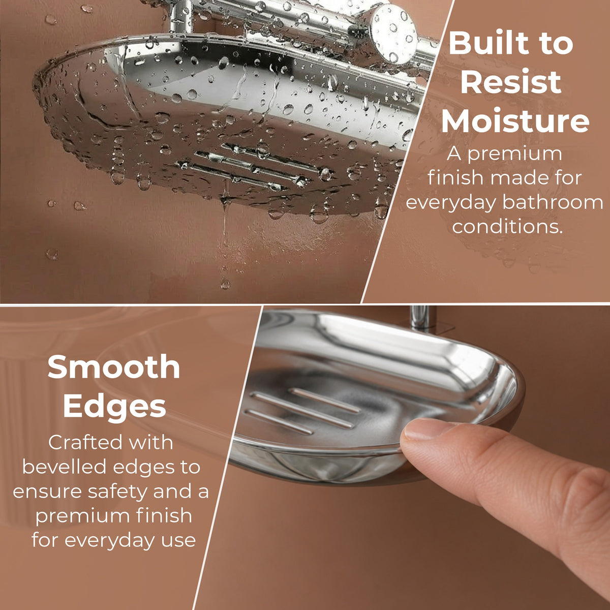 Plantex J4 Stainless Steel Soap Dish with Tumbler Holder/Soap and Brush Holder for Bathrooom/2 in 1 Soap Holder with Toothbrush Holder/Bathroom Accessories (Chrome Finish) Onix-3