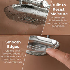 Plantex J4 Stainless Steel Soap Dish with Tumbler Holder/Soap and Brush Holder for Bathrooom/2 in 1 Soap Holder with Toothbrush Holder/Bathroom Accessories (Chrome Finish) Onix-3