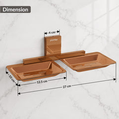 Plantex 304 Grade Stainless Steel Double Soap Stand/Dual Soap Dish/Soap Case/Soap Storage/Soap Holder for Bathroom/Bathroom Accessories - Pack of 1 (Crystal, PVD Rose Gold)-2