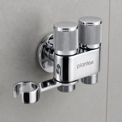 Plantex 2 Way Angle Cock/Stainless Steel Double Outlet Water Valve/Bathroom & Kitchen Tap Connector/Water Faucet - Pack of 1 (Chrome, APS-N-7)-3